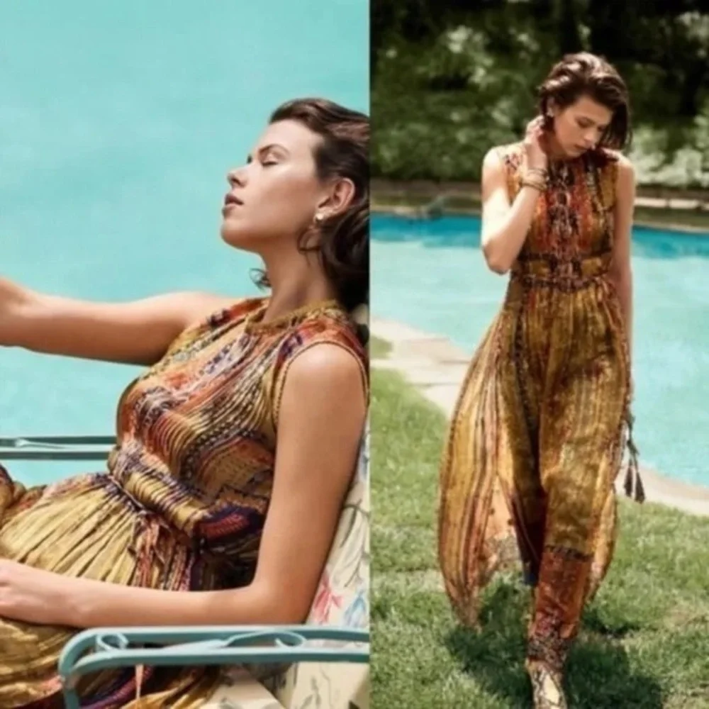 SOLD Anthropologie Citron Maxi Dress Bhanuni by Jyoti with Tassels, Size XS - Picture 1 of 16